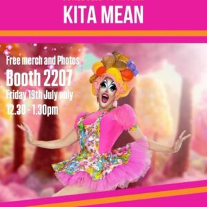 Kita Mean Instagram - Catch me today at the @worldofwonder Booth# 2207 between 12.30pm - 1.30pm for free merch, photos and hugs!

Then I’m with @jonnymcgovernisyourdaddy for Hey Qween! at 4.30pm.

It’s going to be CAMP! I can’t wait to see you! 💋