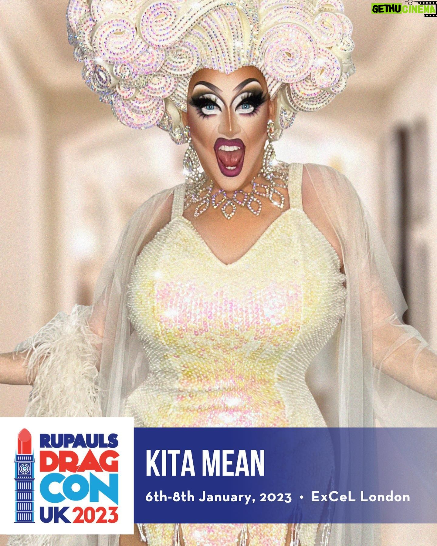 Kita Mean - 2.5K Likes - How delightfully camp! I’m so fucking excited to finally be coming to the UK!! Toot toot! 🥳 Come see me at @rupaulsdragcon in LONDON this Jan 6-8 2023, snatch your #DragCon tickets today. ⭐️