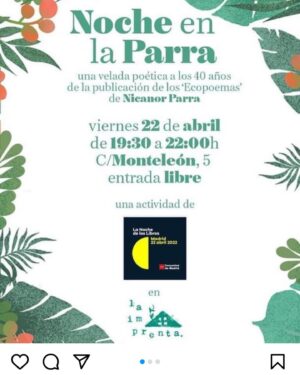 Kiti Mánver Instagram - Preciosa Noche de los Libros en la librería "La Imprenta" Una maravilla ver a gente muy joven disfrutando de la Poesía. Naturaleza poética tiene la particularidad de que puedes oír a l@s poetas, en tu teléfono móvil, leyendo el Código QR del poema elegido. Una gozada, gracias