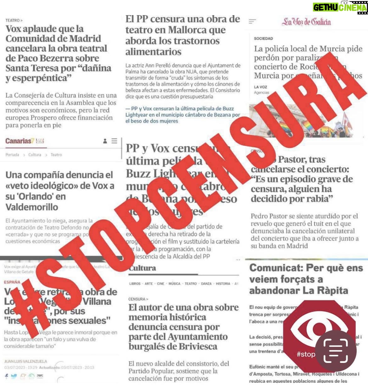 Kiti Mánver - 339 Likes - L@s profesionales de la cultura denunciamos el retorno de la censura que atenta contra la libertad de expresión, derecho consolidado social y democráticamente en la Constitución. Exigimos la protección de nuestros derechos fundamentales porque sin CULTURA no hay democracia.