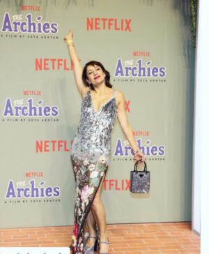 Koel Purie Instagram - Sparkly & blue
Sassier than usual 
Bonafide #hustler 
Pose till u drop
#thearchies premiere #gratitude #grateful 

Dress @rahulmishra_7 (adding sass to my ass 😝)
Makeup @raashikashetty @mehakoberoi 
Hair @hairstoriesdianne 
Earrings @hanut101 
Styling @instarunkapoor @nehasibalkapoor 
Photos @shlok_ahuja20
