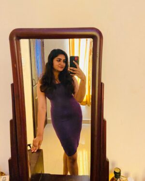Krittika Pradeep Instagram - I always love taking selfies with my mirror as the reflection gives me an extra boost of confidence. Here's a quick photo of me looking my absolute best. All the credit goes to the mirror, though 🤣😜!