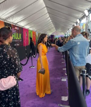 Krystin Goodwin Instagram - Didn’t fall down the carpet. 🙌🏼 She Hulk: Attorney at Law is now streaming ⚡️ #marvel 
.
.
.
. 
.
.
.
.
.

thank you! 
Makeup @sooyonelinakim
Hair @prettylittlehairrr
Face love @heydayskincare 
Dress @moniquelhuillier 

#marvel #marvelstudios #shehulk #disneyplus #disney #redcarpet #ootd #dress #redcarpet #marvelfans #marvelsshehulk #actor #actress #marvelmovies #shehulkpremiere #shehulkattorneyatlaw #tv #lawshow #comedy #moniquelhuillier #smile #production #set #MCU #disney #disneyplus