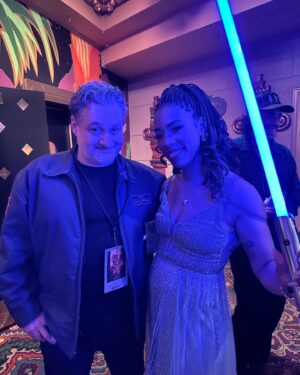 Krystina Arielle Instagram - Last night was phenomenal! The @officialacolyte not only met but exceeded my expectations. Thank you @starwars for having me. It's always a pleasure to celebrate with my @lucasfilm family. I hope you'll all be glued to your seats on June 4th ready to see the Galaxy from, dare I say, A certain point of view.
·
Styled by: @kaestkitts @pr_solo 
Makeup: @bonnieeliz_ 
Sanity: @meredithk8 💞
1st photo: @kopaloffphoto