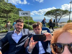 Krysty Wilson-Cairns Instagram - Two of my absolute favourite people @daisybaldry & @rossi4u got married. And @daisybaldry planned literally the best weekend of our lives. The perfect wedding, full of love, family and friends, a small wedding cake, and a temptation room… ♥️♥️♥️ #capri #ilriccioanacapri #capripalace #lafontelinacapri