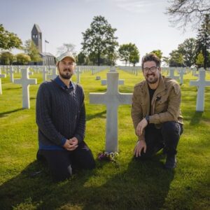 Kyle Newacheck Instagram - This is our Great Great Uncle Robert Meltzer’s final resting place in the American Brittany Cemetery, France.  My brother and I went on a 5,500 mile trip to find him and thank him for his service in WW2.  Before the war, he was an Assistant director to the great Charlie Chaplin on his film, The Great Dictator and directed alongside Orson Welles for an unpublished war effort documentary titled “Its All True”. He entered the war through Normandy at Pont du Hoc and earned a Purple Heart.  About 3 weeks later he was killed at the start of the Battle for Brest.  He was only 29 years old, but he spent his life battling the forces of evil through satire, then documentary, then ultimately on the battlefield.  Although I wish I could’ve met him, I am grateful for his sacrifice along with every other soldier who gave their life protecting the future. ❤️