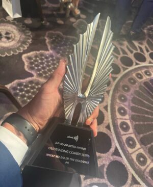 Kyle Newacheck Instagram - Thank you to @glaad for honoring What We Do In The Shadows as the outstanding comedy series this year.  Super lucky to be a part of the creation process of this show about vampires who live without boundaries and their courageous familiar, Guillermo. 🧛🏻🧛🏻‍♀️❤️