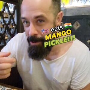 Kyle Paul Instagram - Why 🇮🇳!?

WHY do mango pickles exsist INDIA!?🥒🇮🇳 

I think they only exsist to make fun of the gorgeous trusting American!🇺🇸😆

Lesson learned: Respect the mango pickle, and never underestimate the power of Indian spices! 🙈🤣 

What Indian food should I NOT eat!?...

#indianfood 
#india 
#prank 
#tourist