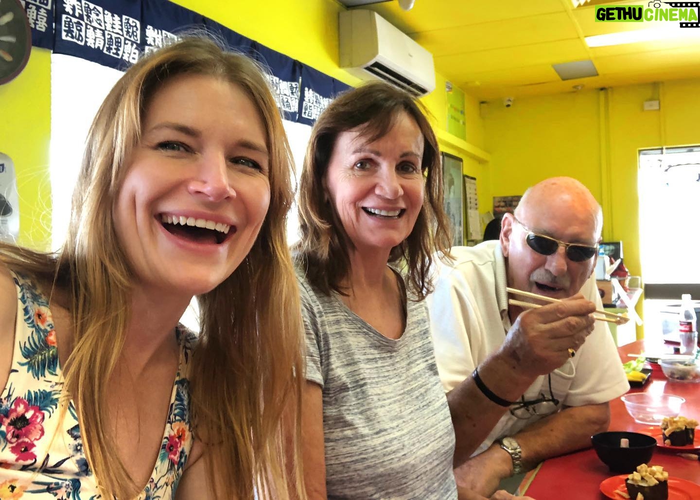 Kym Jackson - 218 Likes - Back in QLD with this clan! It’s Daddio’s birthday tomorrow!
.
.
.
#mumsy #daddio #nomnom #parents #family #sushi #happybirthdaydad #mum #dad