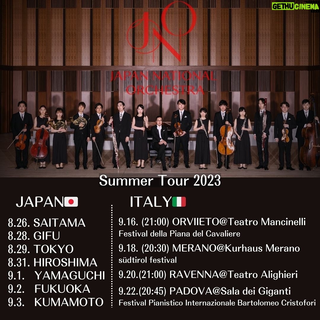 Kyohei Sorita - 5.9K Likes - Japan National Orchestra Tour 2023 in Italy 🇮🇹
Ci vediamo in sede!!
JNO初のイタリアの音楽祭ツアーへ行ってきます!
September
・16.09(20:30~) in Orvieto “Festival della Piana del Cavaliere” @ Teatro Muncinelli
・18.09(20:30~) in Merano “südtirol festival merano.meran” @ Kurhaus Merano
・20.09(21:00~) in Ravenna @ Teatro Alighieri
・22.09(20:45~) in Padova “Festival Pianistico Internazionale Bartolomeo Cristofori”@ Sala dei Giganti
Conductor & Pianist / Kyohei Sorita
*Trumpet / Xiang Guo
Orchestra / Japan National Orchestra
—Program—
Tchaikovsky: Serenade for Strings Op.48
A.Pärt: Fratres
Shostakovich: Piano Concerto No.1 *
#japannationalorchestra #kyoheisorita