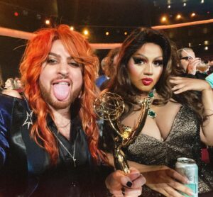 Laila McQueen Instagram - Another year goes by and it’s time to welcome in another group of incredible drag kids to our We’re Here family! 
  I am still beyond grateful and proud to have reached this milestone in my life of receiving an Emmy for the work I’ve done on a show, that I have now been apart of for multiple seasons. I just wanted to post a lil something saying what I wish I could have fully expressed at the Emmy’s, and the premier of a new season feels like the right time to do so.
 This show as a whole, is wild and unlike any other and I am so thankful to be apart of it, for the friends and crew that respect the work I do and of course for the friendship I have with @bobthedragqueen. For bringing me into this opportunity with her, constantly encouraging and trusting me and my work while also making the time we spend together on set, not feel like “work”. 
  But truly, I really want to put another spotlight on, to shout out and thank all the drag children that participate on this show. For being vulnerable and strong enough to share your stories on such a platform no matter the repercussions after filming and airing. For being brave enough to put yourselves on display in showing that representation truly matters. For allowing us into your lives to do all the wild things that drag entails and being so down for the experience. I cannot always fully put into words how I feel but I’m grateful to have worked with so many drag kids personally that have been so kind and generous with their experience and time. the show wouldn’t be what it is without your authentic voices being shown and heard. I’m going to say it again, and not stop there- representation matters!!!!! 
Thank you for telling your stories and continuing to do so, while letting us put you up in some of the craziest drag! 
<3