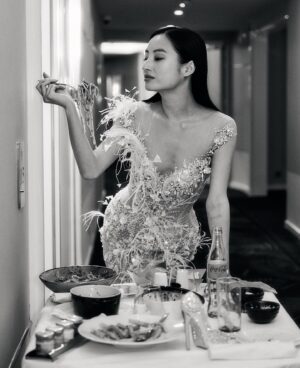 Lang Khê Tran Instagram - Pasta before the storm ⭐️ #cannes24 #cannesfilmfestival 
@elisethiverny 
@martinezhotel 
@giorgiaviolacom 
@jolipoli.couture