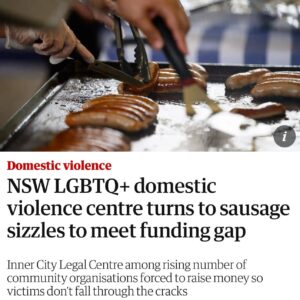 Larissa Waters Instagram - The sausage sizzle at Bunnings is supposed to be for local football clubs, not essential services.

Government needs to fully fund frontline family, domestic and sexual violence services. Women and children escaping violence shouldn't have to rely on the public's generosity at a BBQ to find safety.