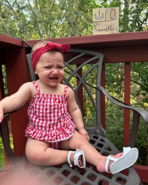 Larissa Wohl Instagram - 10 Months old and definitely not interested in “smiling for the camera” 📸 😂. Baby Emma is on the go these days. She loves trying new food, zipping around with her one-legged crawl and putting everything in her mouth! 
•
•
•
#mom #mama #momlife #mommy #momnashville #larissawohl #baby #babygirl #mybaby #mybabygirl #girlmom #daughterlove #daughter #emma #emmaelizabeth #workingmom #favoritejob #nashbabies #nashvillebaby #larissa #momhood #10months #10monthsold #tenmonthsold#larissawohl #stopgrowing #stoptime #lizziegirl