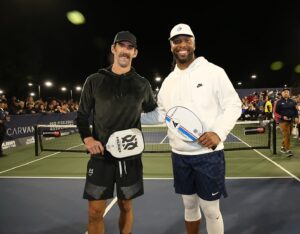 Larry Fitzgerald Jr. Instagram - Happy Birthday to the man @m_phelps00! So fortunate to have you in my life and can’t wait for our next pickleball matchup. 🏓 

Also looking forward to watching you give your expert commentary on the Olympic Games this year with @nbcuniversal. 

Always great watching the greatest Olympian do his thing!🙏

📸: @yeungphotography 
@pickleball.magazine