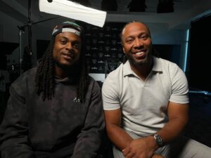 Larry Fitzgerald Jr. Instagram - One of the best to do it 🙌🏾 Got to sit down with @taeadams for Monday Night Countdown, tune in tomorrow before Packers-Raiders for the full interview! @espn @espnnfl