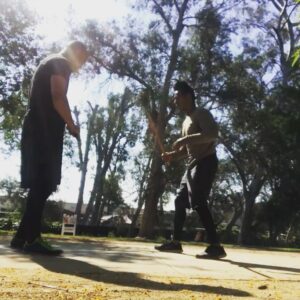 Lateef Crowder Instagram - I miss discovering movements and techniques with my brotha @enele.m while we warm up.  Same capoeira movements but with stick in hand. Tenho saudades de treinar com irmão @enele.m estamos fazendo os mesmos movimentos de capoeira com uma bastão na mão. #capoeira #lateefcrowdersantos #treino #training #outdoors #virusfree #lateefcrowder #baiano #tonga #vingativa  #fitness #movement #saude