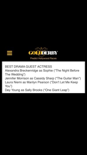 Laura Niemi Instagram - When your name is alongside this kind of talent…it’s a good day ☀️Way to go to my @nbcthisisus fambly 🥰✨
.
.
@goldderby #thisisus @nbc #thepearsons #marilynpearson #thisisusfinalchapter #family  #actor #emmys @miloanthonyventimiglia @mandymooremm @sterlingkbrown @griffindunne @cephasjaz @chrissymetz @justinhartley @jonhuertas @sullivangrams @dey_young_official @cwgeere @susankelechiwatson @hannahzeilexo @erisbaker @dulehill @timmattofficial @jennifermorrison @alexandrabreck ❤️ ✨✨✨✨✨✨✨
.
.
@televisionacad