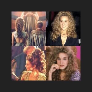 Lauren Lane Instagram - GOT rocking some 80’s hair at King Joffrey and Queen Margaery’s wedding. #got #gotmarathon #sarahjessicaparker #sarahjessicaparkerstyle #80sfashion #hairstyles