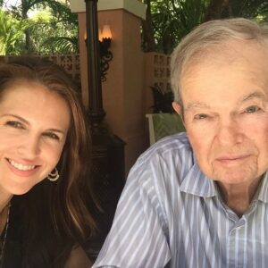 Laurie Fortier Instagram - 6 years.
The Polo Lounge was out spot. We’d drink Chardonnay on Tuesdays and get caught up on each others lives. Our relationship became so much more interesting when I became an adult woman in my 40’s… after my divorce. It really bonded us.  John was never really cut out for raising small children. 
He preferred martinis, the ponies and intellectual conversations over wine.
I miss our lunches daddy. 
May you 
RIP today. 💜🙏🏼
September 27, 2017

The last 2 pictures were taken on the  last 4th of July he would ever see. 
I always wondered if he knew this, as he watched the fireworks so seriously.
Side note- he  was 88yrs old and double fisting a beer and wine. Loved that man 😂😆
.
.
.
#rip #pololounge #lunchingwithdad #love #you #miss #you #daddysgirl 
#onlyonelife
