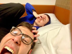 Laurie Penny Instagram - Last December, in my favourite surprise twist for sometime, I agreed to wed this delightful weirdo.
Fast forward a year and …all I said was ‘you should take a nice picture of us on the fancy train’.
#caledoniansleeper #anniversary