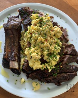 Lawrence Duran Instagram - Breakfast of Champions 
Bone-in grilled & butter basted rib-eye topped off with olive oil soft scrambled eggs packed with chives 
.
.
.
.
.
.
.
.
#steakandeggs #breakfast #funwithfood #perfectmeal #lovewhatyoudo #family #WahlbergChef #Blessed