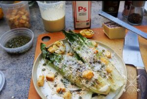 Lawrence Duran Instagram - Grilled Caesar Salad w/vegan Caesar dressing 
(Step by step recipe for dressing in story highlights)
@spiceology 
@messermeister 
#PlantBased #FunWithFood #Lunch #ChefLife #WahlbergChef #Blessed