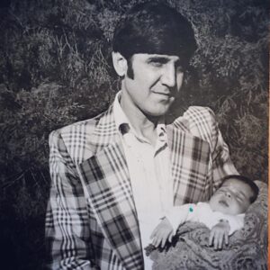 Layla Alizada Instagram - Here we are - you with your sideburns & Beatles haircut, me just a few days old, head full of hair already. 2 years ago today you left your body. I feel your energy with me and am grateful for that. Love you dad. May you always be at peace ❤️
