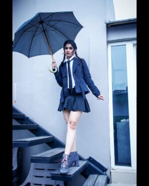 Lekha Chatterjee Instagram - Wednesday Addams for this Halloween 🎃🎃.. 
@calcuttatimes 
Thank you so much @ruman_ganguly di 😘😘❤️❤️ 

Photographer : @kaustavsaikia ❤️❤️
Makeup: @sahababusona 
Thank you @sundas.jawed ❤️