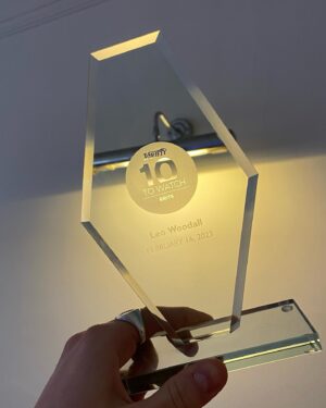 Leo Woodall Instagram - Thank you @newportbeachfilmfest and @variety for this. Mum I got a trophy! 

Also big thanks to @thebradylea and @emporioarmani for cooling me up ✌️