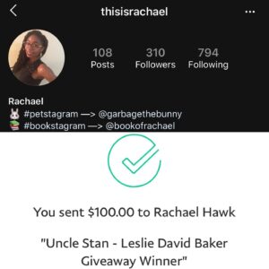 Leslie David Baker Instagram - Congratulations to @thisisrachael for winning the “Uncle Stan” Giveaway! 

You have won a $100 and a zoom video call from Me! Talk soon ❤️🥨

We will be announcing more contests with more giveaways tomorrow! There’s going to be plenty of chances for everyone to win! 

Keep supporting and sharing our Kickstarter Campaign!

#UncleStan #giveaway #giveawaycontest #giveaways