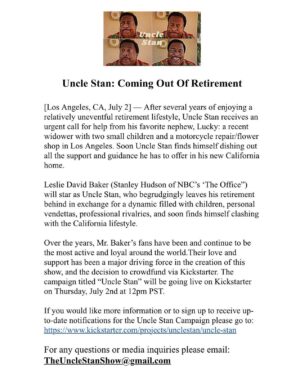 Leslie David Baker Instagram - UNCLE STAN: Coming Out Of Retirement. Link In Bio.