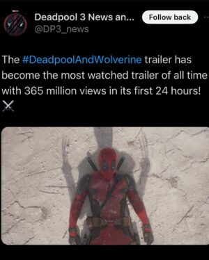 Lewis Tan Instagram - The most watched trailer of all time, and you ain’t seen nothin yet ;) best fans in the world ❤️💀 
#deadpool3
