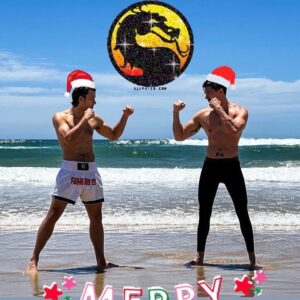 Lewis Tan Instagram - Cole and Kung Lao training on Christmas cause santa isnt real and the box office don’t break itself. 

#mortalkombat #lewistan #maxhuang #martialarts #merrychristmas
