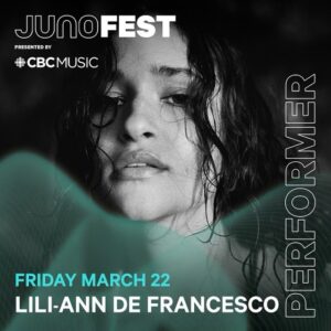 Lili-Ann De Francesco Instagram - BIG NEWS TODAY!!! 😭😍❤️ I am performing at JUNOfest on Friday march 22nd!!! Can’t wait to perform with my band! See you very soon Halifax ✈️