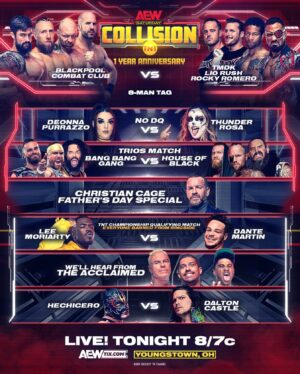 Lillian Bridget Instagram - I’m really hyped for @deonnapurrazzo vs @thunderrosa22 and @theleemoriarty vs @dantemartin612 tonight!

What are you excited for?

#AEWCollision is LIVE TONIGHT from the Covelli Centre in Youngstown, Ohio starting at 8pm ET / 7pm CT on TNT