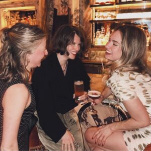Lily James Instagram - Aries season. I love my birthday but I LOVE my friends and family more!! #apollosmuse @penfolds thank you for the most beautiful birthday dinner ♈️🤍♈️🤍♈️