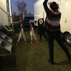 Lily Rose Smith Instagram - People have asked how we handled late night shoots when we were filming @thecwtvd #thevampirediaries …. This is how! We would dance and play games with our set teacher! #whipnaenae was our favorite dance 😄😆 

can you tell what episode this was based on our (partial) outfit??? #nightshoot #tvdforever #josiesaltzman #josieandlizzie #saltzmantwins #sterolinewedding #throwbackthursday 🔙