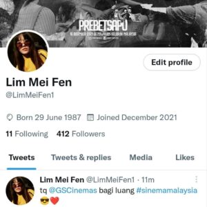 Lim Mei Fen Instagram - I diberitahu warga Malaysia giat ber-tweet pasal #prebetsapu kat twitter. Maka, Bella pun downloaded twitter sewaktu team #prebetsapufilm landed terengganu for touring. TQ penonton yg sudah tengok dan kongsi rasanya. TQ juga kpd @gscinemas yg sudi bagi ruang #sinemaMalaysia 

Antara tweet quote yg Bella paling suka ialah "Satu cerita, Dua warna, Banyak makna." @aimnhkeem

#bigcitysmallpeopletoughlife 😎