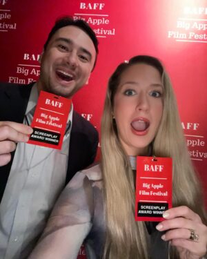 Lindsay-Elizabeth Hand Instagram - 🥇WINNER WINNER CHICKEN DINNER 🥇 @alexforstenhausler and I won BEST COMEDY for our TV pilot script “The Witch Hunter’s Wife!” 💀 Thank you so much @bigapplefilmfestival 🍎🎥 We have been developing this series and writing this script over the last year and a half, and it’s a privilege every time I get to collaborate with Alex. I have always had the most incredible intuition about this project, and if you know me, you know I have been praying to the film gods and manifesting like it’s 2006 that one day we will make this thing with me acting and producing it and Alex directing. Cheers to “The Witch Hunter’s Wife” and everything the future holds for her. 🥂🧙🔮🎬🔥
📸 credit: @peter_adzema