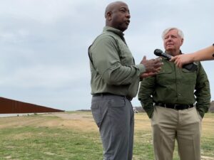 Lindsey Graham Instagram - Today, I visited our southern border in Eagle Pass, TX, along with my friend @votetimscott to witness the #BidenBorderCrisis first hand. 

Senator Scott and I came down here to listen and learn, but there was one thing we heard over and over:

The situation at our border will not get fixed until we enact serious policy changes.

We will not rest until we fix the self inflicted disaster at our border once and for all. 

The bipartisan senate bill, without the Remain in Mexico policy change, is woefully inadequate to the task at hand. Everyone we met with said going back to Remain in Mexico is a key ingredient to fixing the problem. 

I encourage all of my colleagues to come down here to listen and learn.