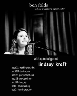 Lindsey Kraft Instagram - so honored to play for the folds fans. i hope to make you laugh, cry, or think! at least one of those things. lemme know if you’ll be there! love, me 🍦 @actualbenfolds 📸 @jasonensler1