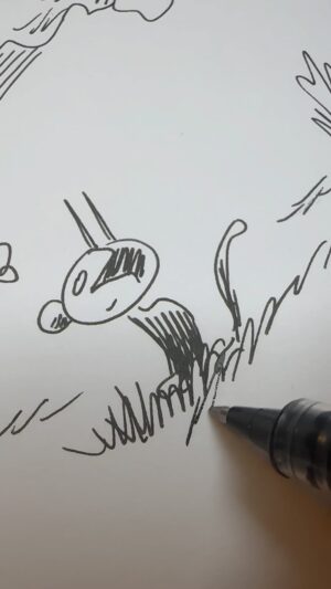 Liniers Instagram - Dibujando por si alguno (que no ataje un avión en el show) quiere comprar dibujos en la próxima gira por España. #Macanudo #comics #acuarela #tinta