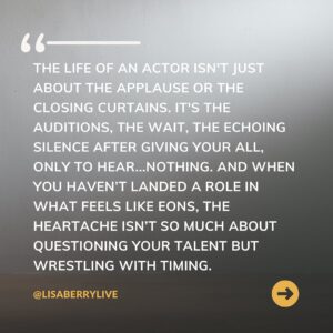 Lisa Berry Instagram - The real reason you're thinking of quitting acting? It's not always about doubting your talent. Often, it's wrestling with timing and the weight of being "almost there." Every acting journey is unique, and each choice is valid. If there's one thing I've learned from 20   years as a professional actor, it’s the urge to quit often signals you're on the brink of growth. If artistry is your life’s song, the universe won’t let you mute it.

📍Save this post—Your journey is valid.

🔄Share with fellow artists—We all dance with doubt.

Drop a "💪🏾" if you’ve danced with doubt but kept dancing to your heart's beat.

#watchuswin #creativecoach #actor #tipsforartists