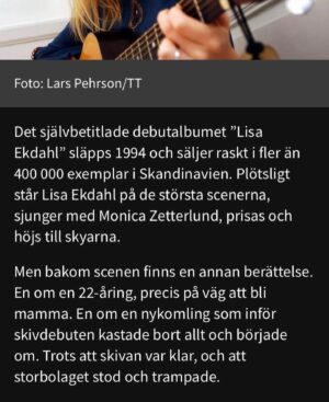 Lisa Ekdahl Instagram - Jag känner mig väldigt modig och duktig som har pratat om allt möjligt länge och ingående med bästa @alexandrastext och @isaqisaq 
Lite mäktigt att bli porträtterad så ingående ändå.
Lyssna gott folk. 
Och sprid gärna.
Droppa 🙂och tagga vän som nog vill lyssna.
Premiär med pompa & ståt i P2 12:03 direkt efter Ekot idag! Efter det kan man lyssna när man vill i appen/Sveriges Radio Play. 
Medverkar gör vanligtvis ljusskygga @milton_cake och @larswinnerback 🔥
P2 i mitt ❤️‍🔥 Länk i bio för att lyssna @sverigesradio_p2  Tack @peternordahl_ 
Tack Kjell Andersson.