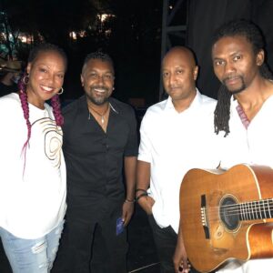 Lisa Simone Instagram - Here are two images from Chateauvallon under the Strawberry full moon.
 Us @hervesamb @ginochantoiseau @christophechretiendrum before taking to the stage. And, at the end of the show. Audience members threw their hot pink seat cushions onto the stage to express their love and appreciation 🥰 On Broadway they talk about "throwing a shoe at you" when you turn it up and out. Still glowing, I am ☺️ Thank you @chatolib_sn ✨🙏🏾✨. Voici deux images de Chateauvallon sous la pleine lune aux fraises.
 Nous @hervesamb @ginochantoiseau @christophechretiendrum avant de monter sur scène.  Et, à la fin du spectacle.  Les membres du public ont jeté leurs coussins de siège rose vif sur la scène pour exprimer leur amour et leur appréciation 🥰 À Broadway, ils parlent de « vous lancer une chaussure » ​​lorsque vous la montez et la ressortez.  Toujours rayonnante, je suis ️ Merci @chatolib_sn ✨🙏🏾✨ #lisaontour #onceagain #lisasimone #chateauvallon #wonderful #music #grateful