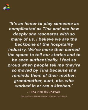 Liza Colón-Zayas Instagram - We talked to the woman behind everyone’s favorite character from #TheBearFX: Liza Colón-Zayas, a.k.a Tina. 🐻 She shared about what to expect on season 3, the training that prepared her to play a chef in the series, how she got her start as an actor, and why it’s an honor to play Tina. ✨ @lizacolonzayas_lcz⁠
⁠
Tune in to S3 of @thebearfx Thursday June 27 on @hulu! ⁠
⁠
🔗 in bio!⁠
⁠
.⁠
.⁠
.⁠
.⁠
.⁠
#CherryPicks #lizacolónzayas #lizacolonzayas #thebear #thebearhulu #thebearedit #thebearseries #thebearedits #jeremyallenwhite #ayoedebiri #jeremyallenwhitefinally #jeremyallenwhiteedit #ayoedebiriedit #carmyberzatto #sydneyadamu #ebonmossbachrach #richiejerimovich #womeninfilm #womenintv #womenincinema #womenempowerment #inspiringwomen #actorinterview #tvcritic #tvreview #tvseriesaddicted #tvserieshub #tvlover