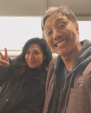 Liza Lapira Instagram - 1. Brothers Bayani
2. Brother Bayani
3. In between fight scenes 😊
4. Trevor thinking
5. Sala Baker indulging me by holding The One Ring (whoa 🤯)
6. 🎬
7. Shout out to @jaybeetadena for this shot