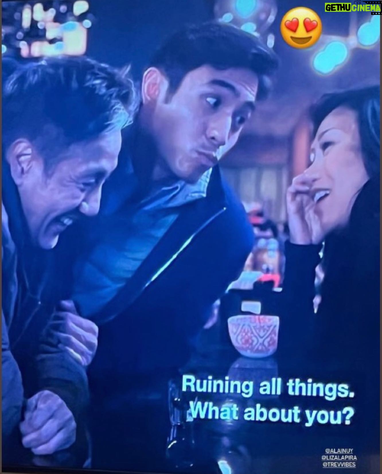 Liza Lapira - 1.4K Likes - 1. Brothers Bayani
2. Brother Bayani
3. In between fight scenes 😊
4. Trevor thinking
5. Sala Baker indulging me by holding The One Ring (whoa 🤯)
6. 🎬
7. Shout out to @jaybeetadena for this shot