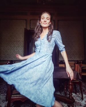 Lorina Kamburova Instagram - Movie shot...🤘🎬
Bulgarian movie coming up soon👌I love delicate dresses🥰
#ilovemyjob #actorslife #onset🎥🎬 #achievement #beautifulcolors #blueisthewarmestcolor #lovestory #romantic💏 #epoque #featuremovie #bulgaria #bulgarianactress